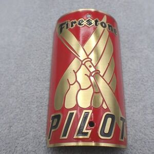 Firestone Pilot Bicycle Head Badge Brass Red Enamel Vintage Style Emblem 0065